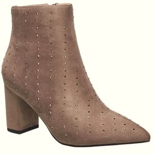 H by Halston Tan Ankle Boots with Studded Detail